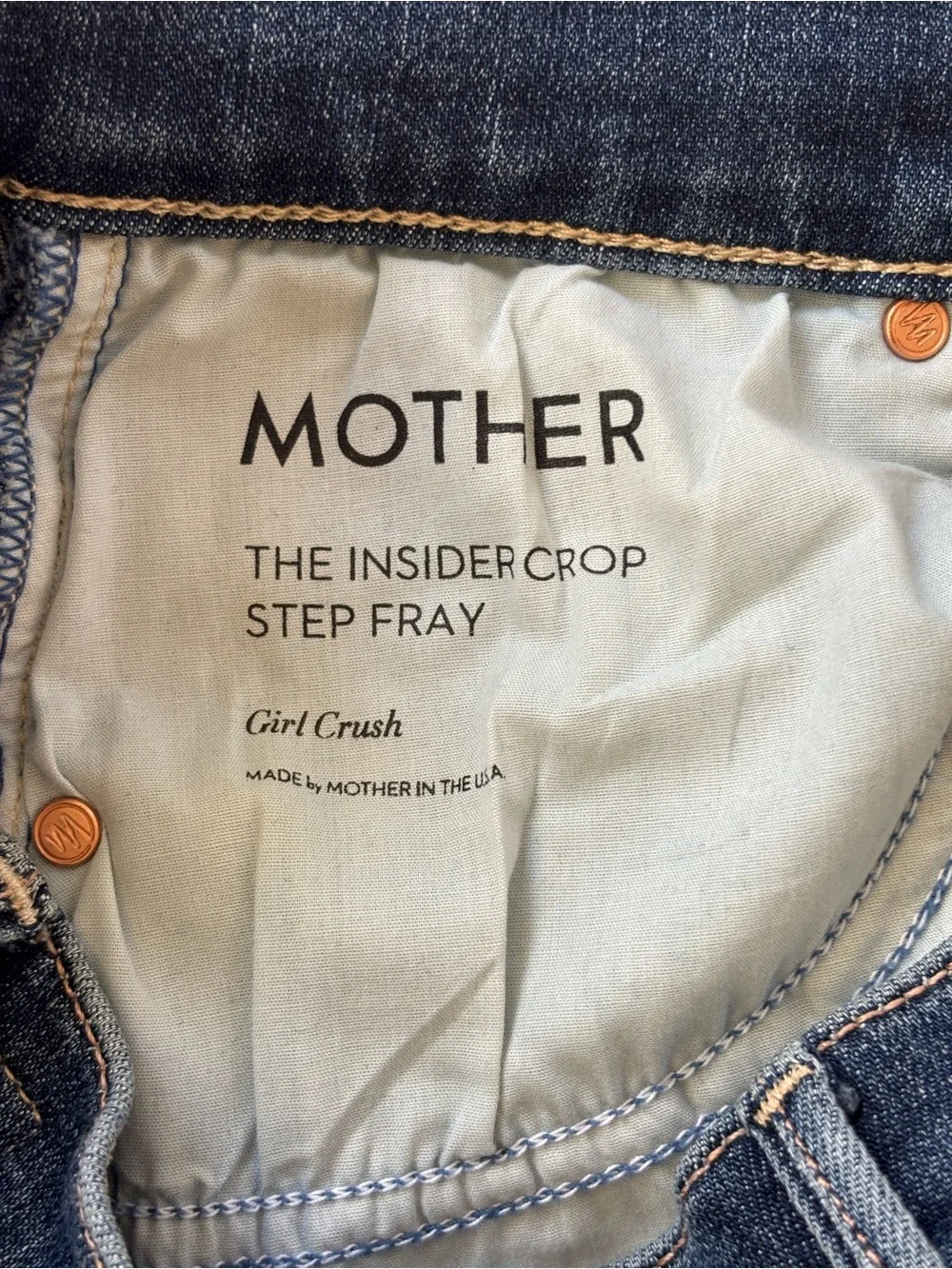 MOTHER The Insider Crop Step Fray Girl Crush Jeans Size 27